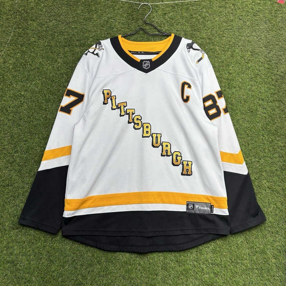 Pittsburgh Penguins Fanatics Hockey Jersey Mens XL Black Gold Sidney Crosby #87